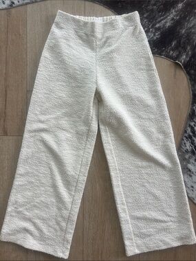 Zara Cream Textured Wide-Leg Pants